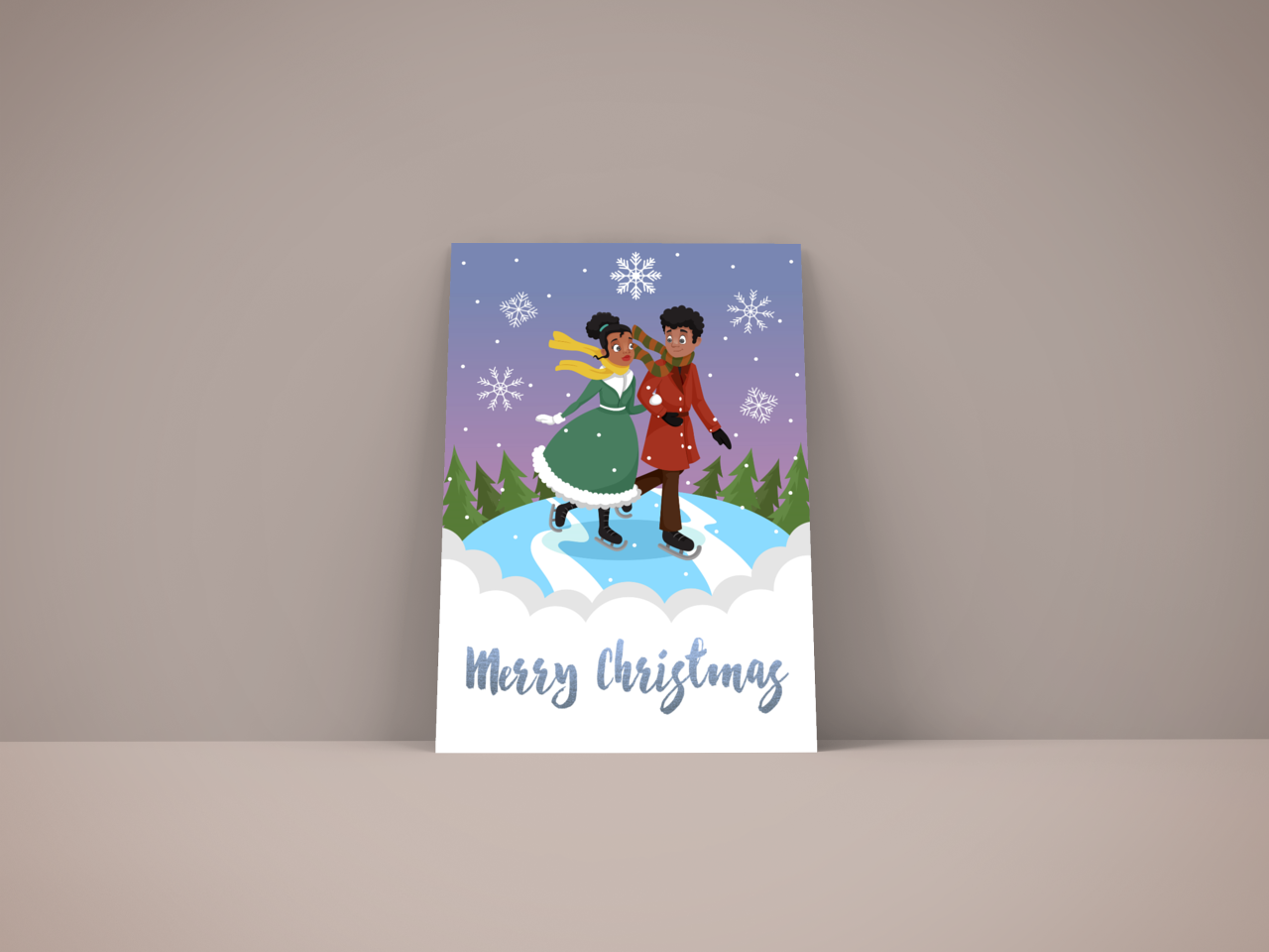 Winter Wonderland African American Christmas Card - SweetBerryLane