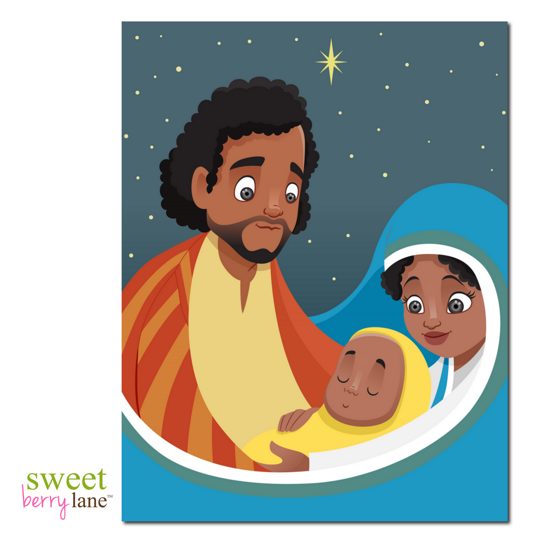 African American Christmas Card featuring the Holy Family