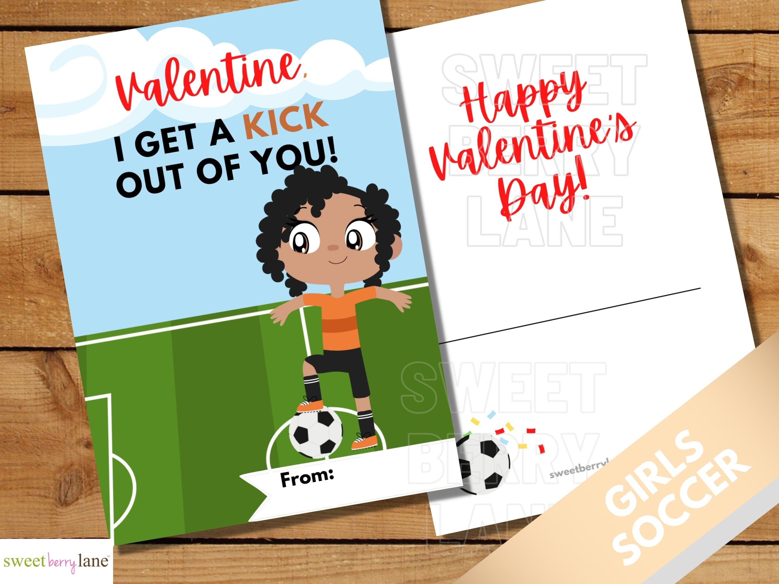 Black Girls Soccer- School Valentines Day Cards