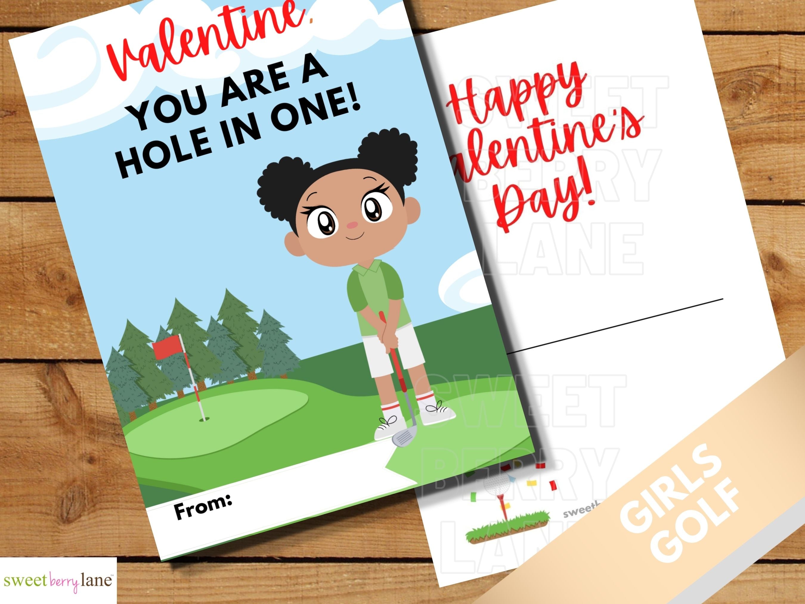Black Girls Golf- School Valentines Day Cards