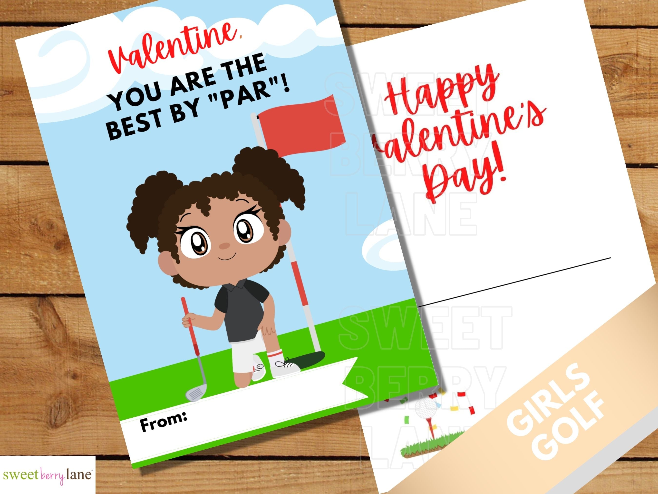 Black Girls Golf- School Valentines Day Cards