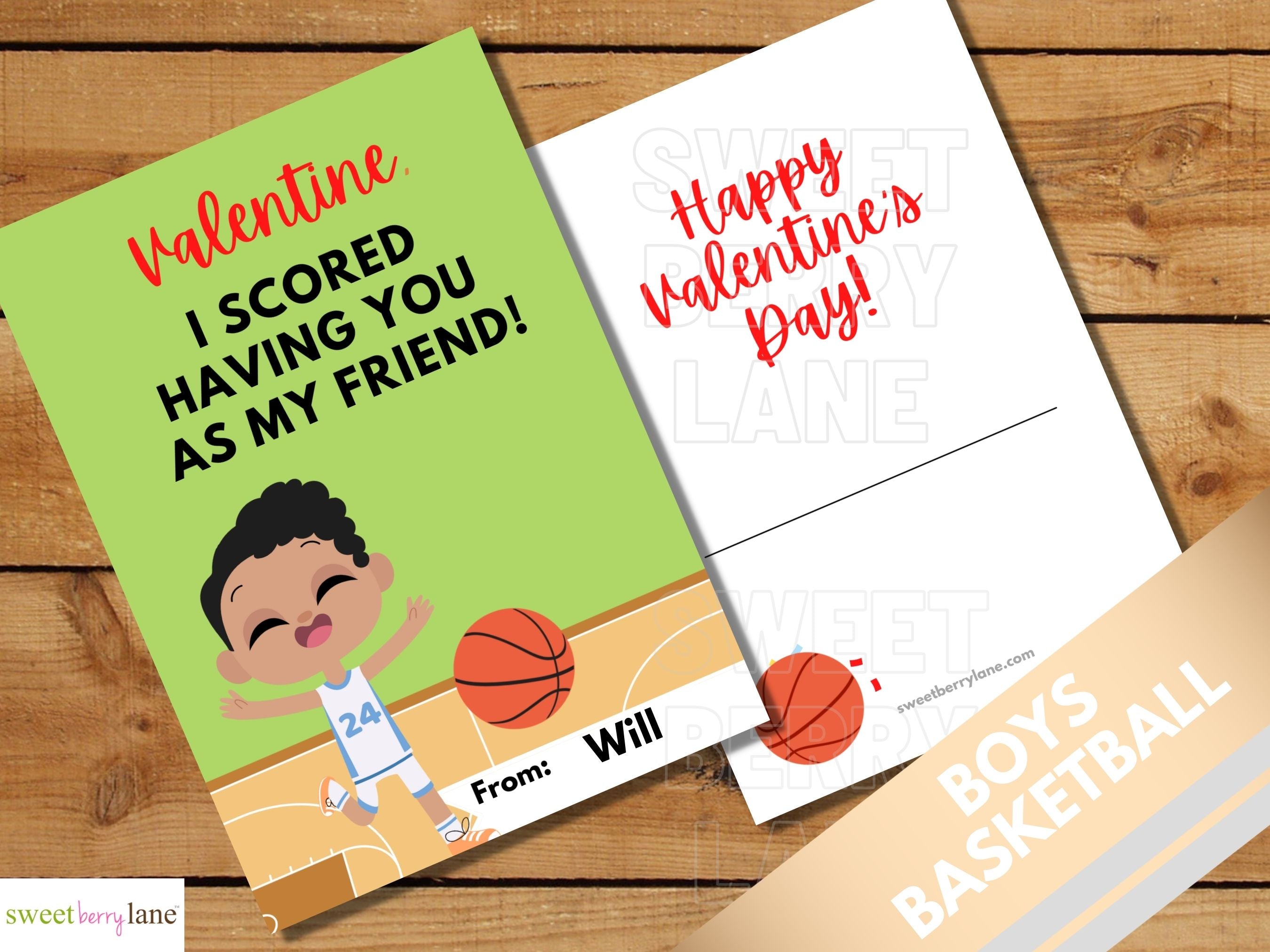 Black Boys Basketball - School Valentines Day Cards