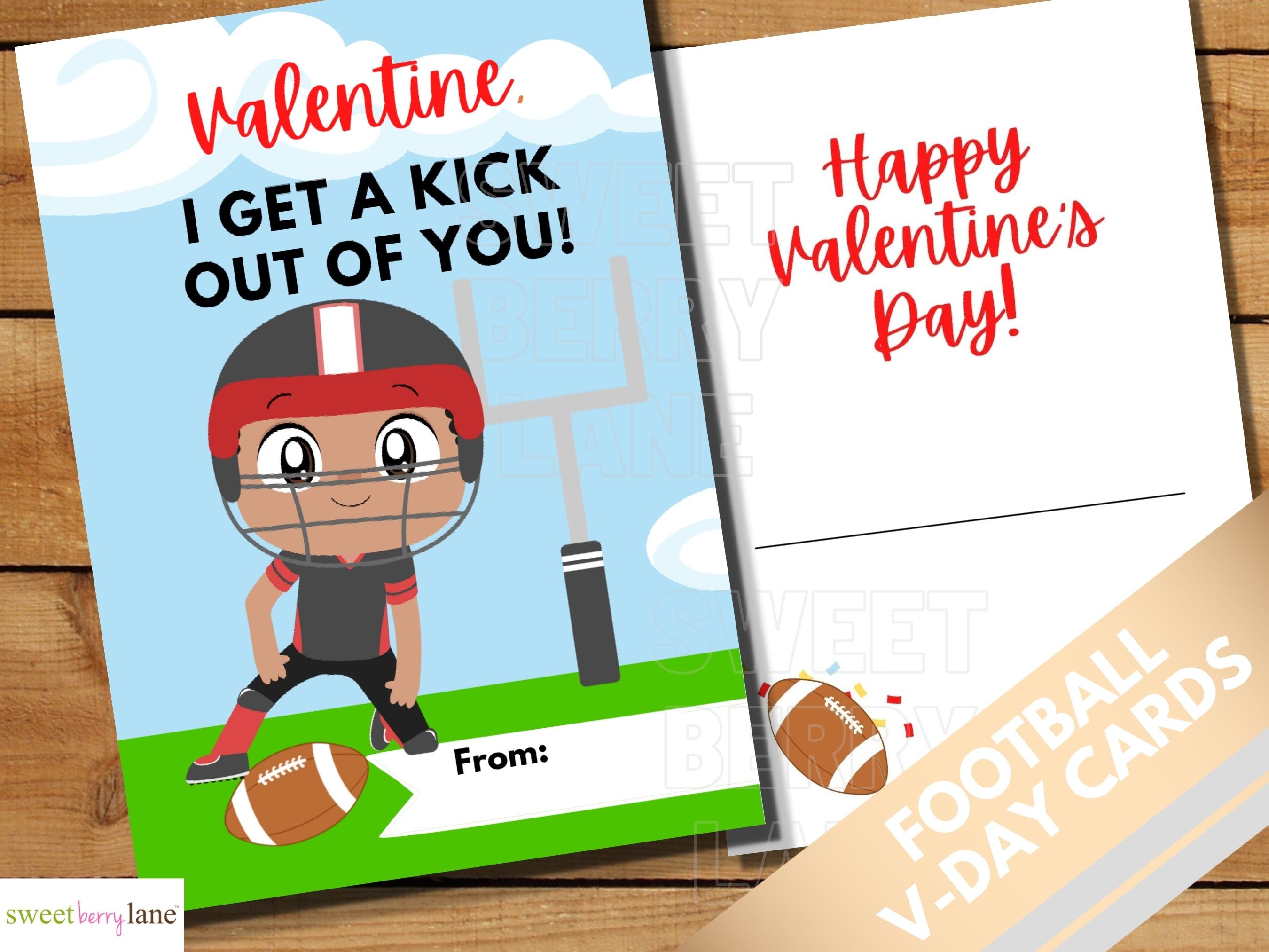 Black Boys Football- School Valentines Day Cards