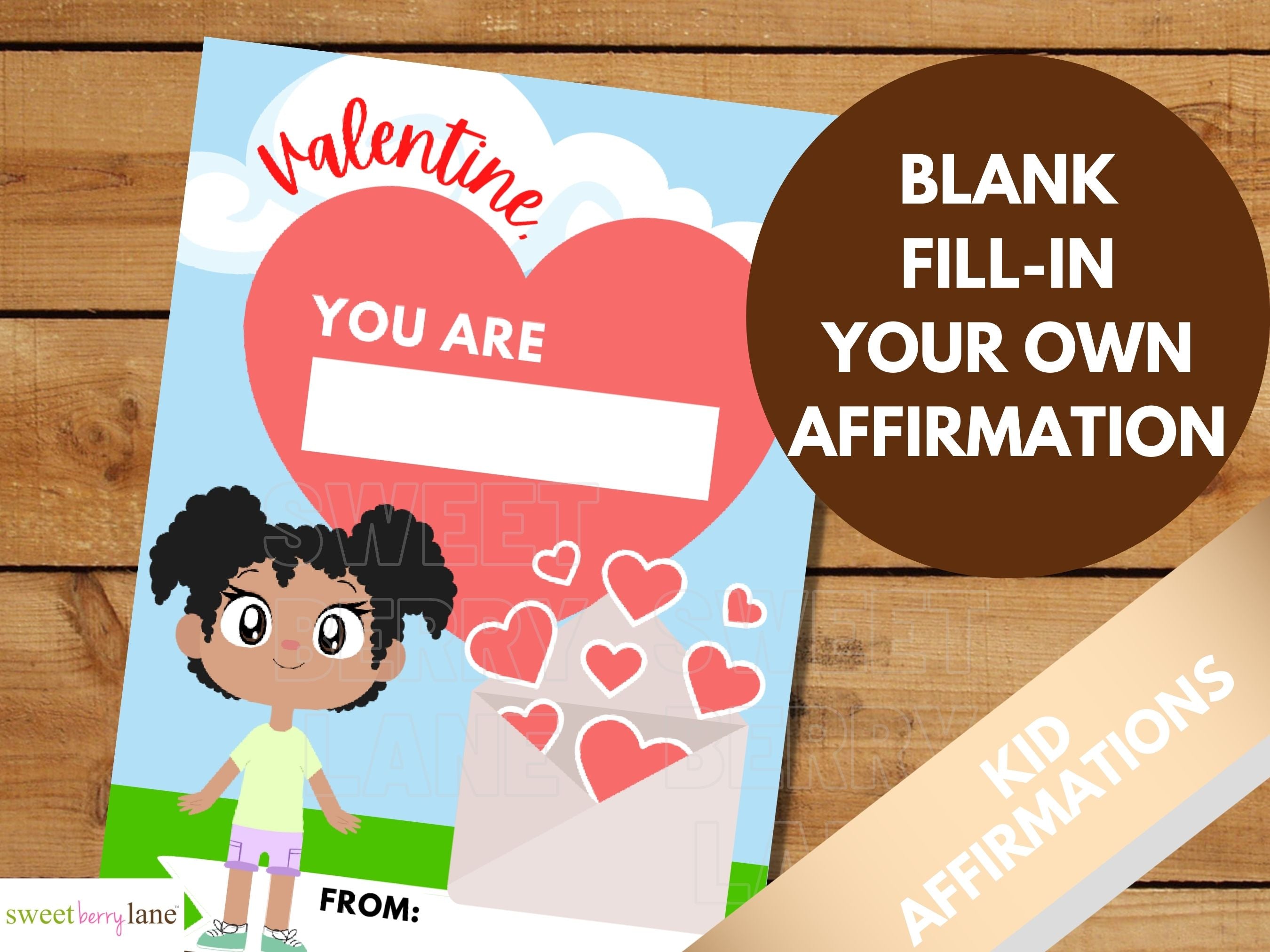 Positive Affirmations for black girls - School Valentines Day Cards