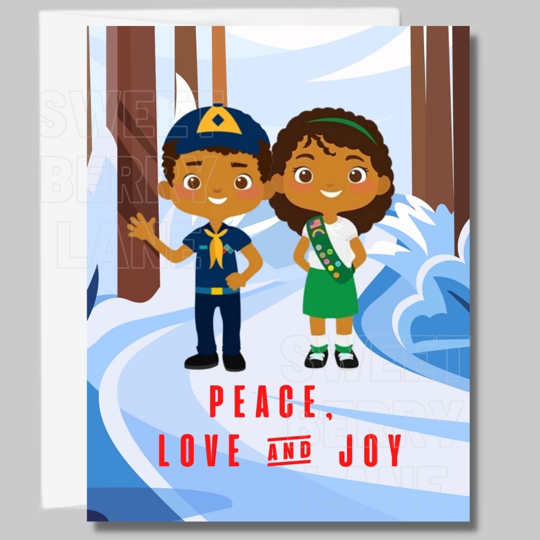 Boy Scout Girl Scout African American Christmas Card