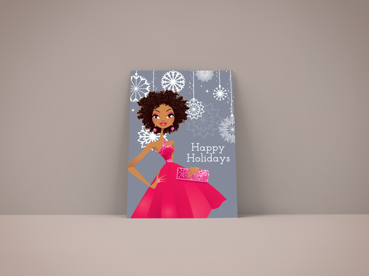 Natural Black Girl Magic Holiday Christmas Card - SweetBerryLane