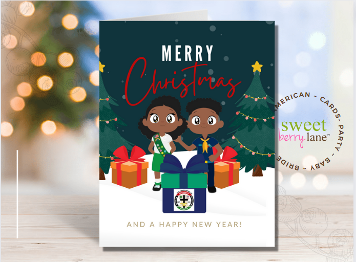 Boy Scout Girl Scout African American Christmas Card