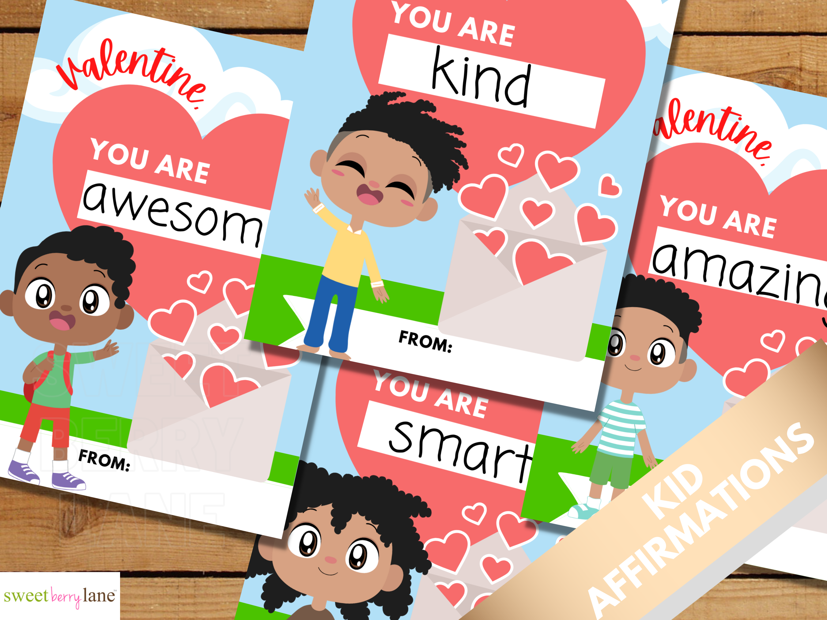 Positive Affirmations for black boys School Valentines Day Cards