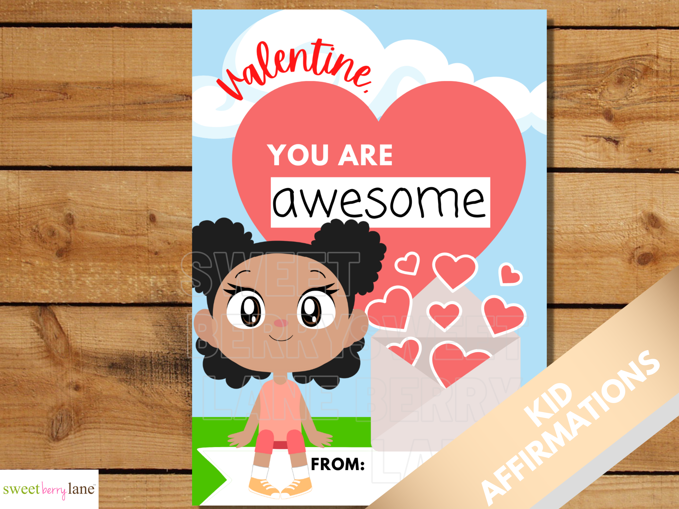 You are awesome Positive Affirmations Valentines Day Cards for black girls