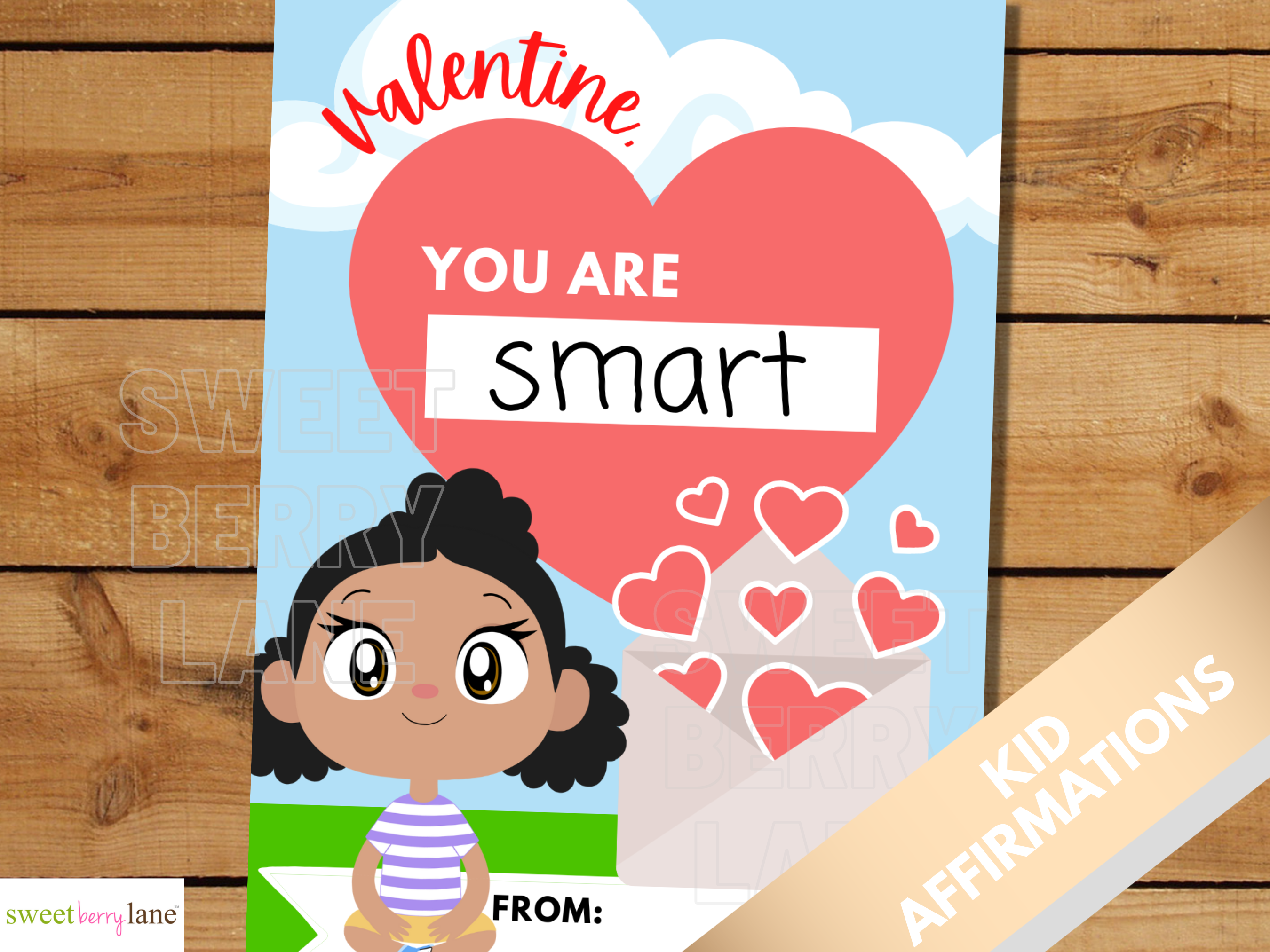 You are smart Positive Affirmations Valentines Day Cards for black girls
