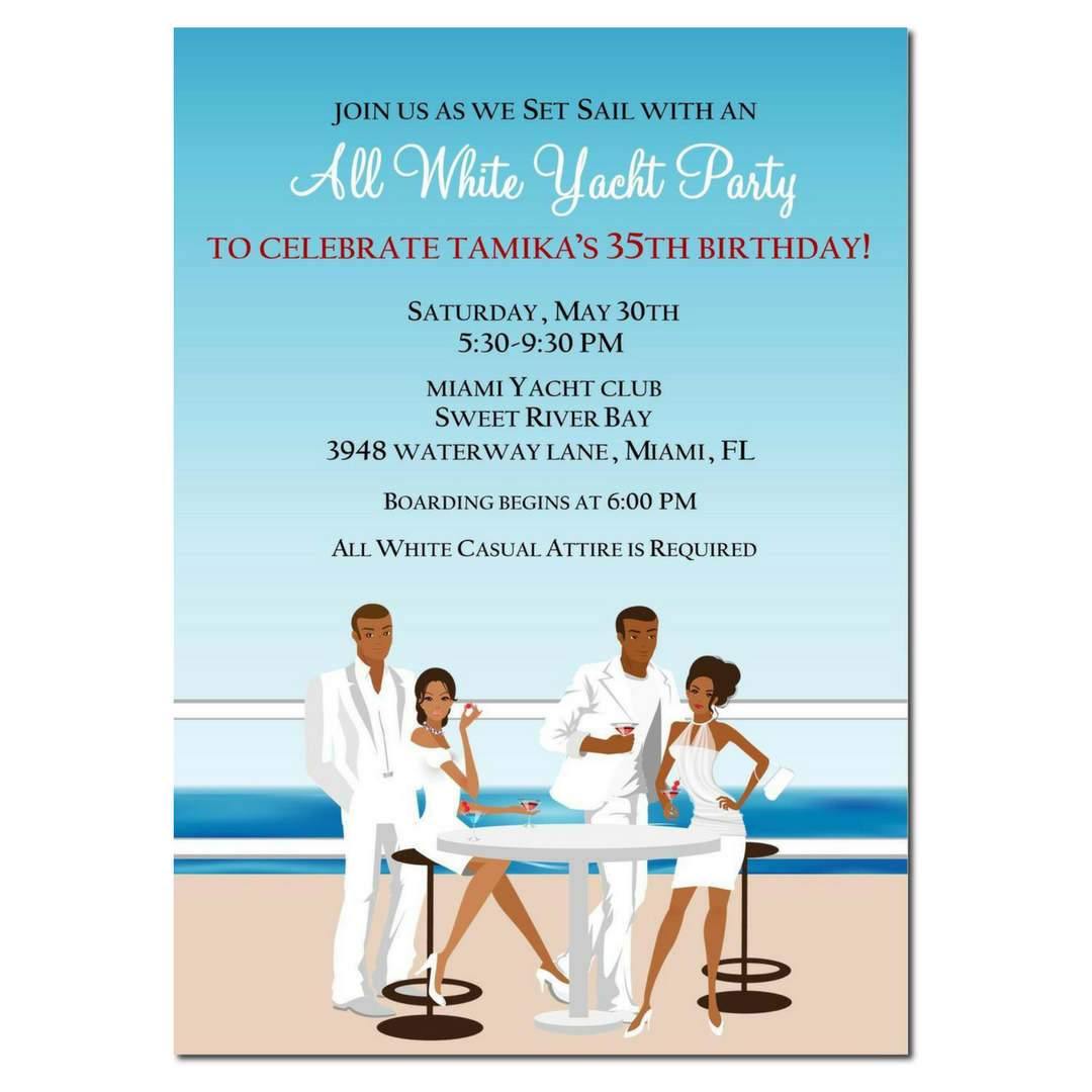 African American All White Yacht Party Invitation - SweetBerryLane